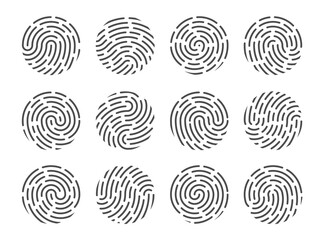 Set of fingerprints isolated on white background vector illustration