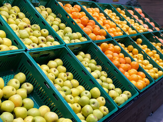 Different fruits in a market.