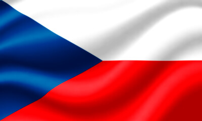 Flag of Czech Republic waving in the wind. Render 3D.