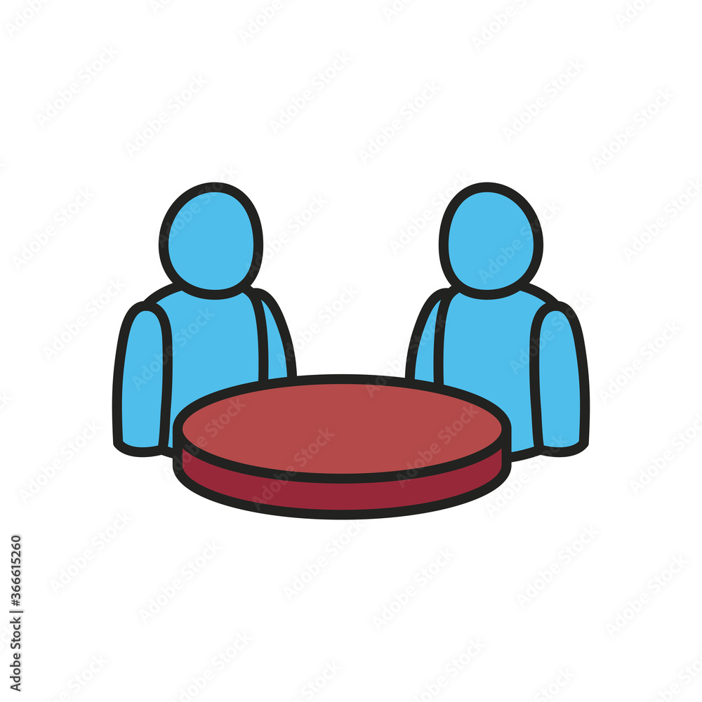Poster avatars at table line and fill style icon vector design