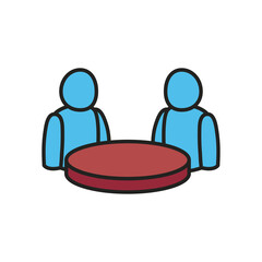 Avatars at table line and fill style icon vector design