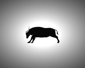 Buffalo Silhouette on White Background. Isolated Vector Animal Template for Logo Company, Icon, Symbol etc