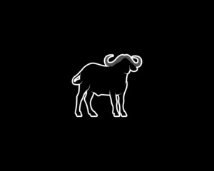 Buffalo Silhouette on Black Background. Isolated Vector Animal Template for Logo Company, Icon, Symbol etc