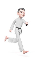 karate boy cartoon is running