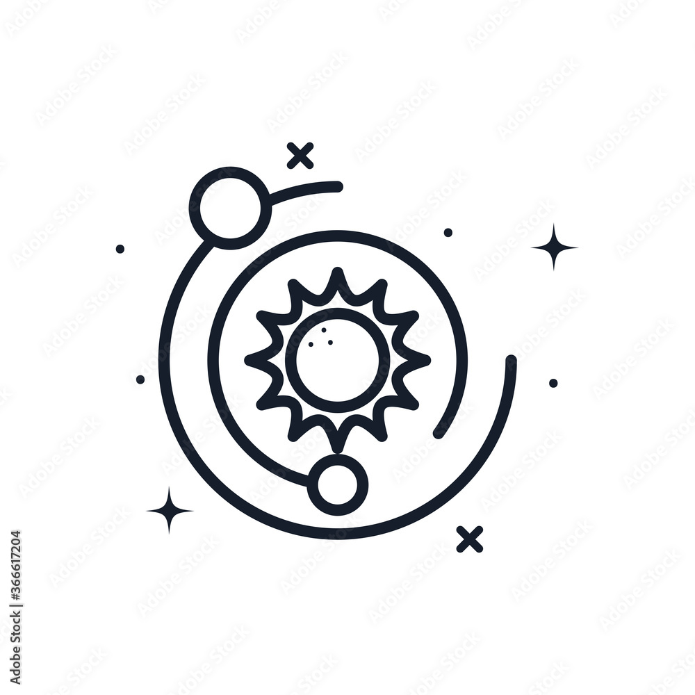Poster sun in center of galaxy line style icon vector design