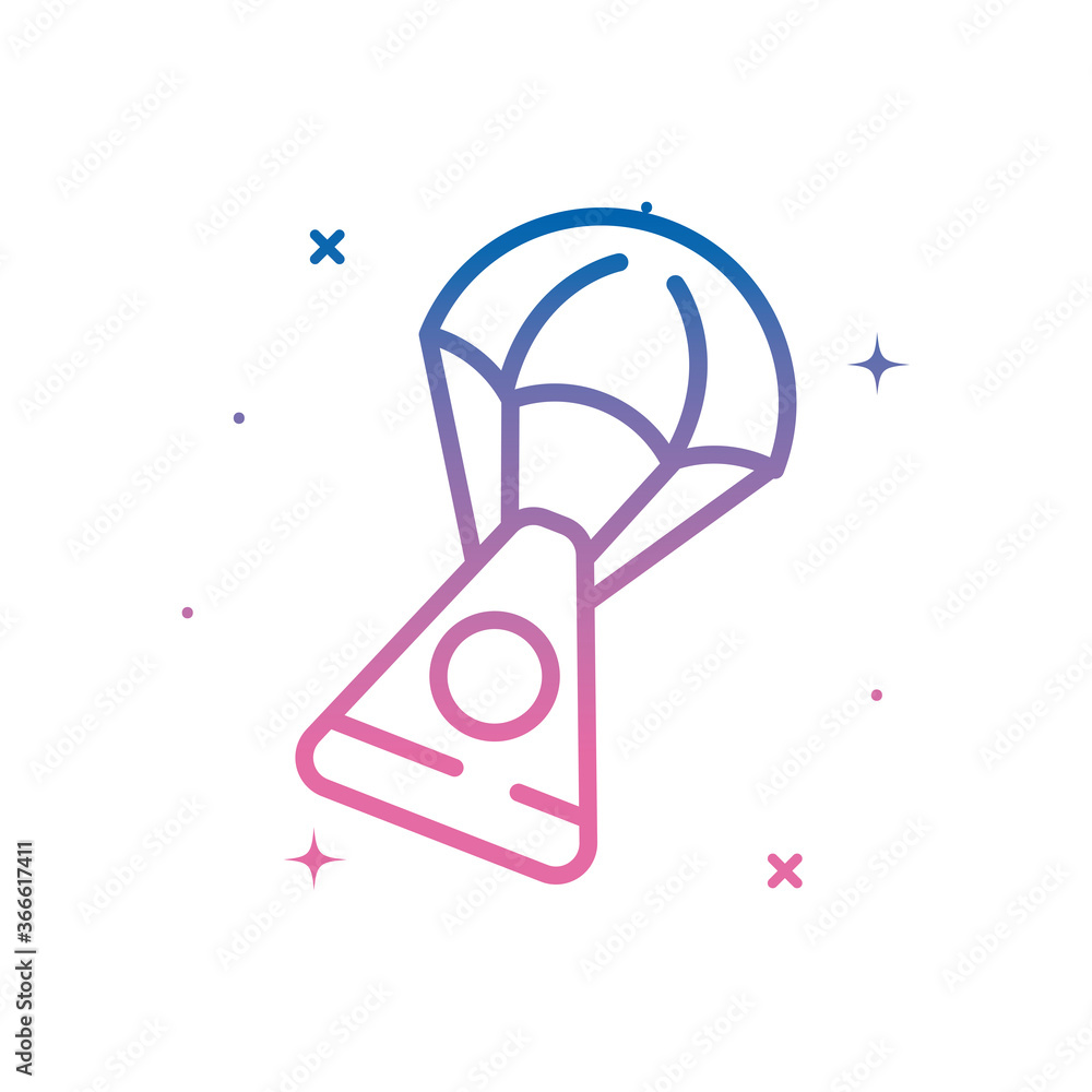 Poster space station with balloon gradient style icon vector design