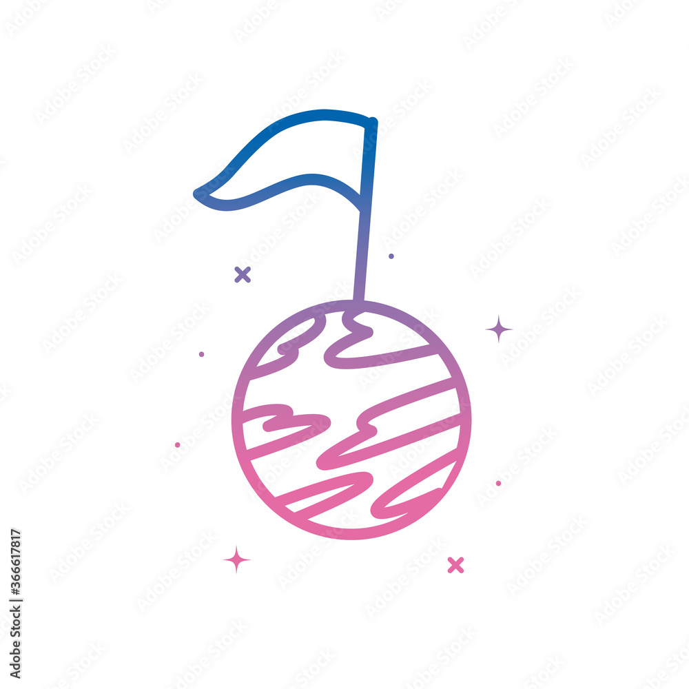 Aufkleber flag on planet gradient style icon vector design
