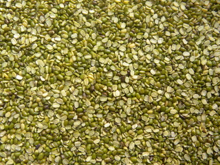 Green and yellow dry split Mung dal beans