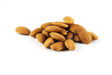 Isolated close up of almonds. Grocery style thumbnail.