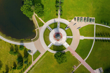 Memorial complex Buinichskoe field in Mogilev. Belarus. View from above.