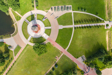 Memorial complex Buinichskoe field in Mogilev. Belarus. View from above.