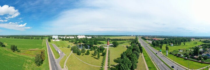 Fototapeta na wymiar Memorial complex Buinichskoe field in Mogilev. Belarus. View from above.