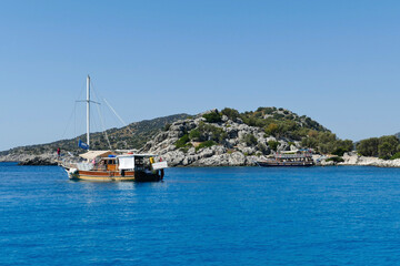 Gulet yacht anchored in the harbor