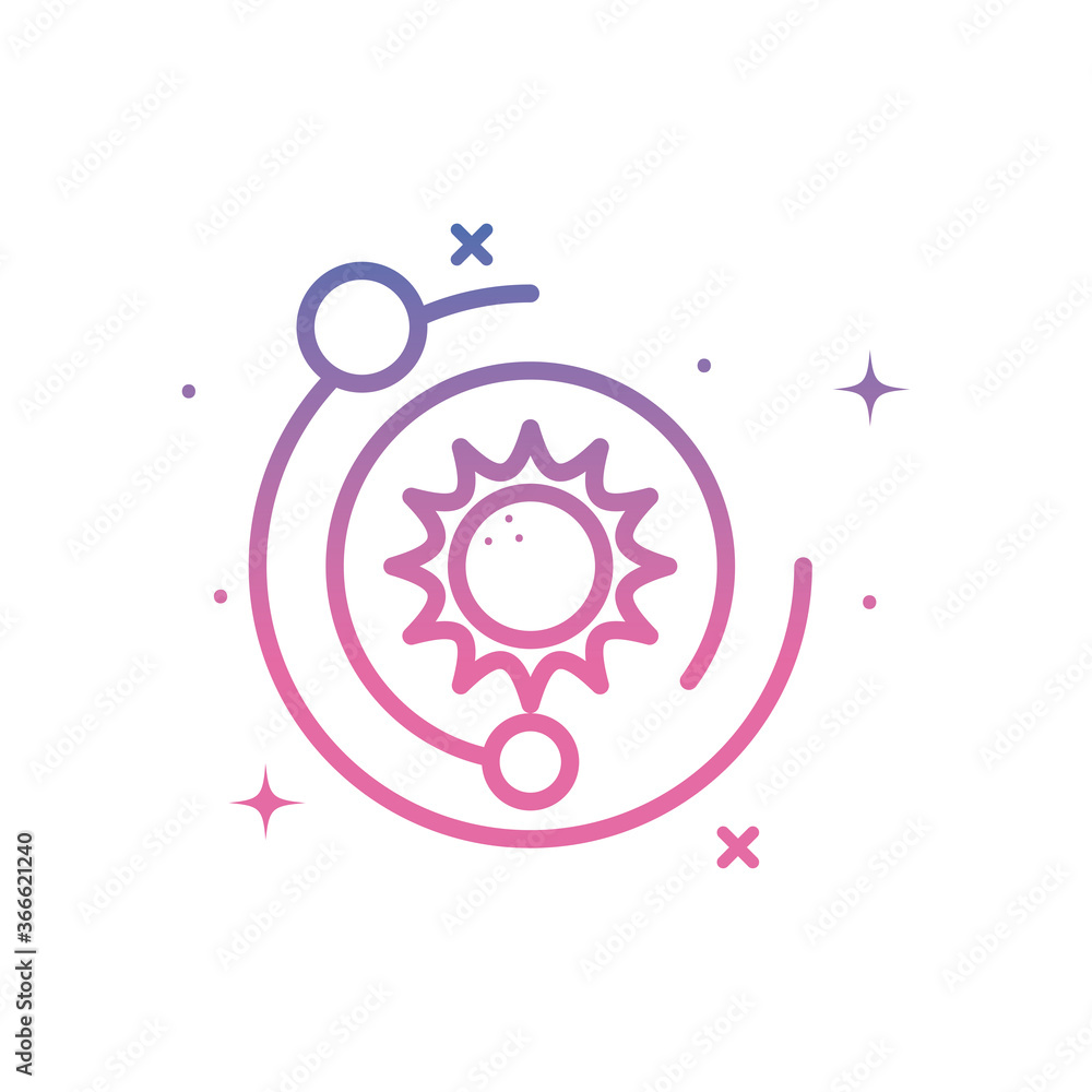 Poster sun in center of galaxy gradient style icon vector design
