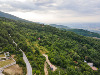 Fototapeta na wymiar Aerial sunset view of village of Lyaskovo, Bulgaria