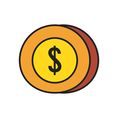 dollar coin line and fill style icon vector design