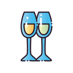 champagne cups fill and gradient style icon vector design