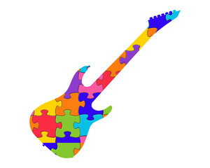 Obraz na płótnie Canvas Guitar Jigsaw Puzzle Colorful 3d illustration
