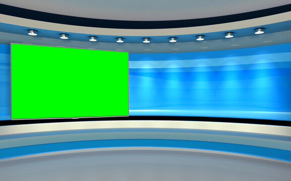 Studio The perfect backdrop for any green screen or chroma key video production, and design. 3d rendering