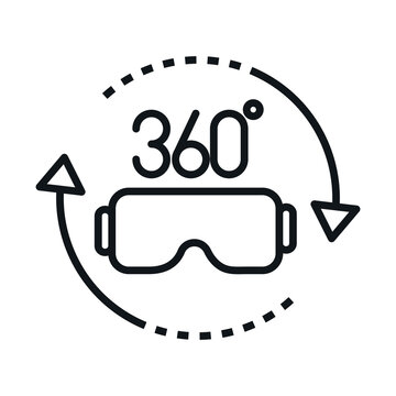 360 degree view rotation glasses virtual reality linear style icon design