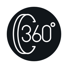 360 degree view virtual tour dimentional block and line style icon design