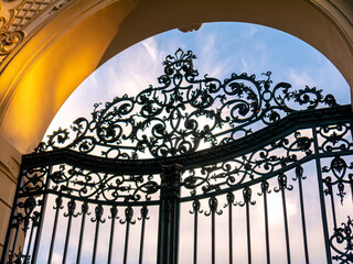 View on the fence of the Festetics Palace in Keszthely