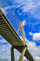 The Arthur Ravenel Jr. Bridge in Charleston, South Carolina basks in the afternoon sun over the Cooper River.