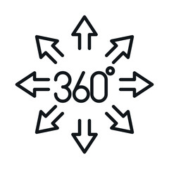 360 degree view virtual tour linear style icon design