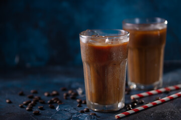 Cold drink, iced milk coffee, summer cool