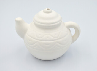 White clay teapot