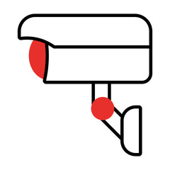 Plakat security camera icon, half line half color style