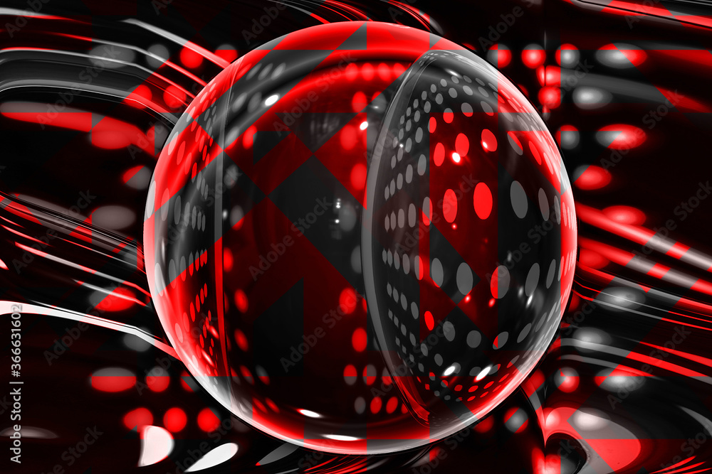 Poster lensball macro abstract with light swirls and spots in red and black