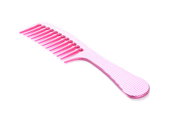 New pink hair comb isolated on white