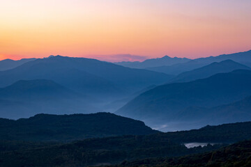 Mountain landscape in the early morning before sunrise