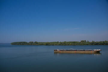 cargo ship on the Danube river