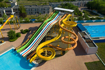 Aerial view of water park on sunny day