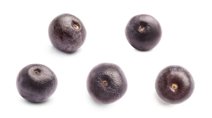 Set of fresh acai berries on white background, banner design