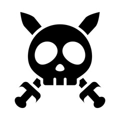 skull with crossed swords icon, silhouette style