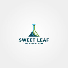 Sweet Leaf mechanical gear modern Vector logo design Idea and inspiration