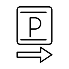 parking traffic sign arrow guide transport line style icon design