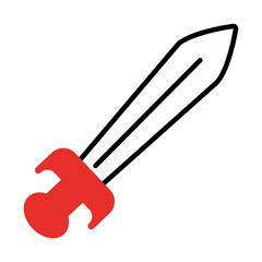 sword icon image, half line half color style