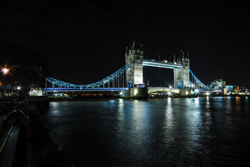 Tower Bridge illuminated at night, London