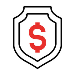 shield with money symbol icon, half line half color style