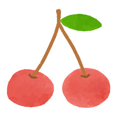 水彩風さくらんぼのイラスト