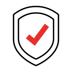shield with check mark icon, half line half color style