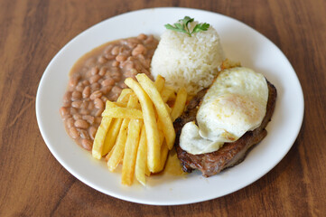 contra file with egg rice beans and fries