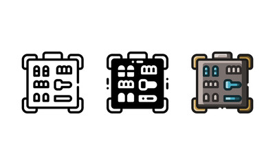 Socket set icon. With outline, glyph, and filled outline style