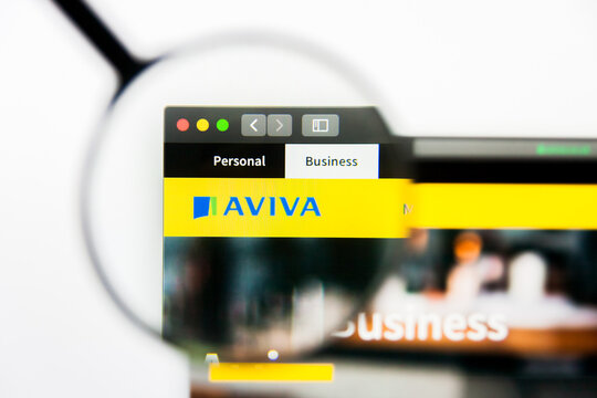 Los Angeles, California, USA - 23 March 2019: Illustrative Editorial of Aviva Busines website homepage. Aviva Busines logo visible on display screen.