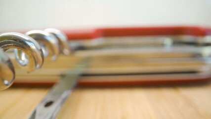 Corkscrew and the reamer parts of the swiss knife