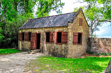 Fototapeta na wymiar Slave housing in Charleston, South Carolina were usually constructed of rocks.